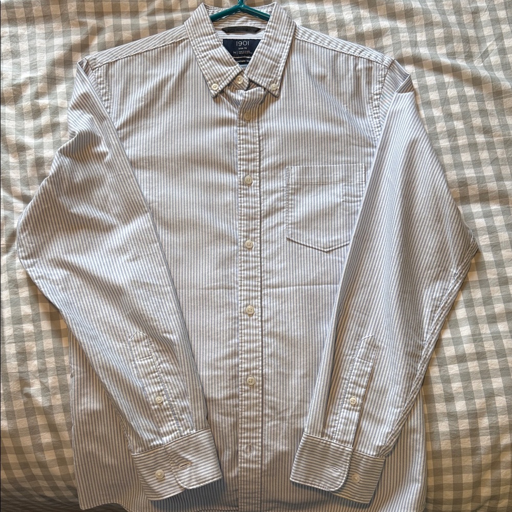 1901 Men's Blue Striped Button Down Shirt